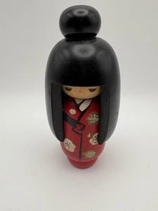 Vintage 6" Kokeshi japanische handbemalte Holzpuppe Mädchen Figur - Japan - Bild 1 von 9
