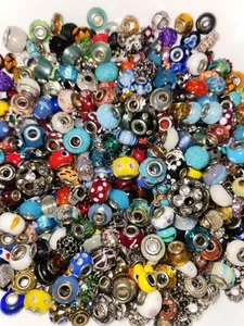 Neu 13+ Unzen Glas Metall Europäische Perlen Großes Loch Galaxie Mischung Alle Farben C - Bild 1 von 1