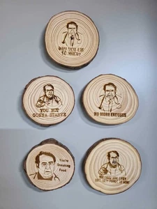 5-teiliges Set 3,5 Zoll Holzscheibe Lasergravur Magnet Dr Now 600 Pfund Leben Fett Zitate - Bild 1 von 3