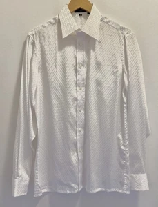 GIVENCHY Vintage Men Disco Club Flowy Button Down Shirt White Diamond Size Med - Picture 1 of 14