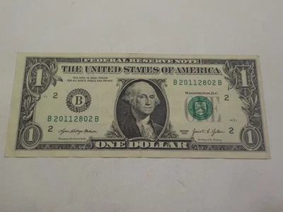 28 FEB, 2011 or 2011, 28 FEB, BIRTHDAY NOTE B 20112802 B 1$ Dollar Bill - Image 1 of 4