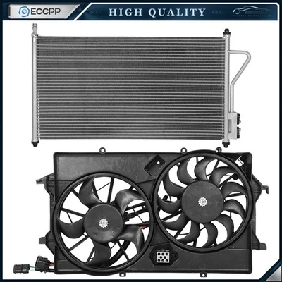 Electric AC Condenser Cooling Fan Kit For 2005 2006 2007 Ford Focus Foto 1 de 4