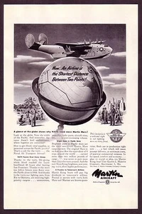 1940s Original Vintage Martin Mars Flying Boat Airplane Art Print Ad - Picture 1 of 1