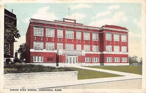 Postcard KS: Junior High School, Concordia, Kansas WB Posted 1941 - Picture 1 of 3