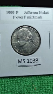 1999 P Jefferson Nickel ERROR P over P mintmark - Picture 1 of 5