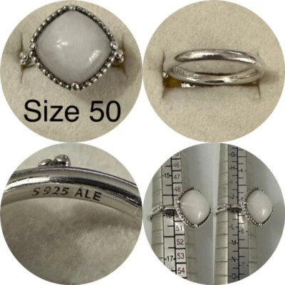 PANDORA WHITE QUARTZITE RING SIZE 50 REF 190858QW NOW RETIRED - Image 1 of 4