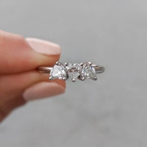 2Ct Heart Cut Lab-Created Diamond Engagement Wedding Ring 14K White Gold Plated - Picture 1 of 6