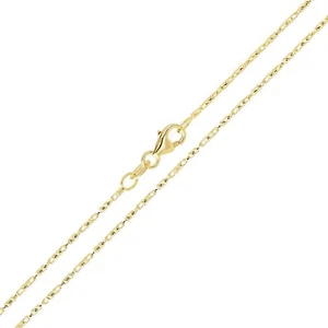 Italian 14k Yellow Gold Solid Diamond Raso Chain Necklace 1mm 16" 3 grams - Picture 1 of 5