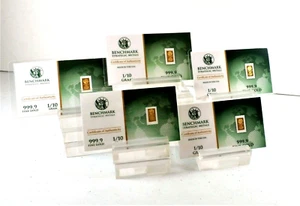LOT 5 X 1/10 GRAM .999 FINE 24K GOLD BULLION BAR - IN COA CARD - Picture 1 of 4