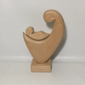 Vintage Signed George Updegraff Hand Carved Wood Mother Child Statue Roseville - Picture 1 of 9