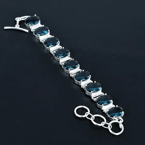 Dainty Iolite Gemstone Bracelet 925 Sterling Silver Bracelet Handmade Bracelet - Picture 1 of 4