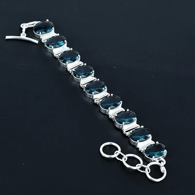 Bracciale In Iolite Dainty In Argento Sterling 925 Fatto A Mano - Immagine 1 di 4