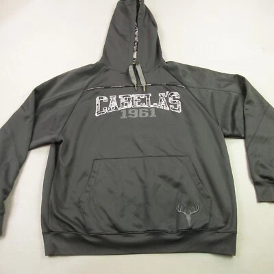 Cabelas Hoodie Mens XL Black Long Sleeve Hooded Pullover Outdoors Pockets - Image 1 of 4