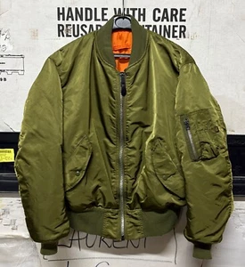 CHAQUETA ORIGINAL US ALPHA INDUSTRIES FLYERS HOMBRE MA-1 OLIVA HECHA EN EE. UU. GRANDE - Imagen 1 de 5