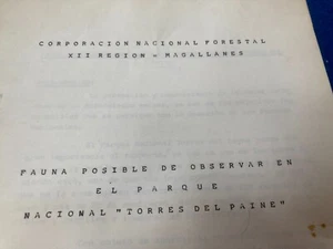 Magallanes National Reserve  SPANISH LANGUAGE REPORT 1976 FAUNA  ETC  Chile  12p - Picture 1 of 24