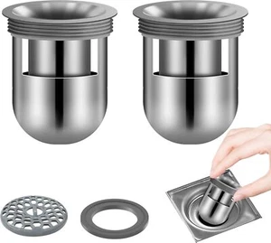 Stainless Steel Shower Floor Drain Backflow Preventer, Anti-Odor 2.36, Raw - Picture 1 of 7
