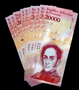 10 x Venezuela 20,000 (20000) Bolivares, 2017, P-NEW, aUNC Banknote / Currency - Picture 1 of 2