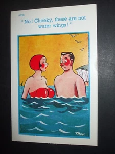 SAUCY Rude Comic BUSTY LADY BIG BOOBS IN SEA NO CHEEKY NOT WATER WINGS Humour - Picture 1 of 1