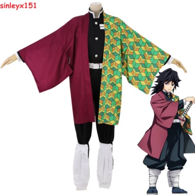 Demon Slayer Tomioka Giyuu Kimono Anime Cosplay Costume Masquerade Full Outfit - Image 1 of 4