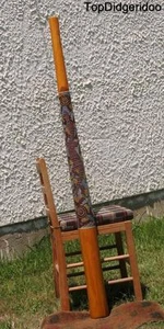 59 Zoll\150cm DIDGERIDOO + Tasche + Bienenwachs Mundstück * Teakholz Aborigines Punkt-Paint Kunst - Bild 1 von 8