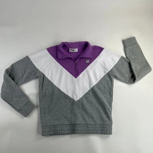 Fila Sport Sweater Small Gray Purple Women 1/4 Zip Pullover Long Sleeve Used #69 - Picture 1 of 11