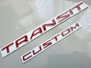 Insignias de puerta trasera rojas cromadas plateadas Ford Transit Custom Van 2014-2022 - Imagen 1 de 2