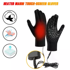 USB Electric Heating Gloves Winter Outdoor Warm Touchscreen Warmer Mittens - Picture 1 of 18