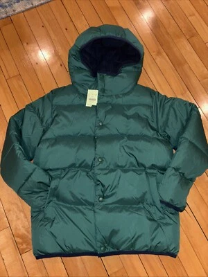 NUEVO CON ETIQUETAS J CREW Crewcuts Niños Cremallera Malvavisco Puffer Chaqueta L 10 Otoño Verde Pino Foto 1 de 4