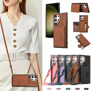 9 Card Magnetic Leather Flip Wallet Case W/Lanyard For Samsung Galaxy "S" Series - Picture 1 of 25