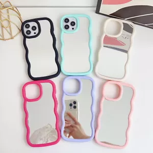 Custodia telefono onda specchio per iPhone 15 14 Pro Max 13 12 11 antiurto cover semplice - Foto 1 di 15