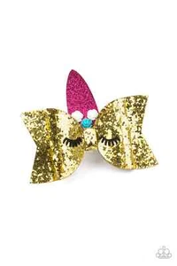 PAPARAZZI Just Be a YOU-nicorn - Gold Hair Clip Unicorn Bow Glitter HTF - Picture 1 of 1