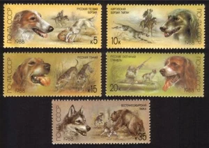 Jagd Hunde : Russische Barsoi,Fox Jagd,Kirgisisch Windhund,Etc. Cplt Set Mit 5 - Bild 1 von 1