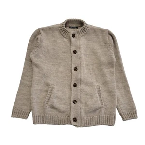 Wool Overs Beige Button Up Round Neck Cardigan Mens UK L DD495 - Picture 1 of 7