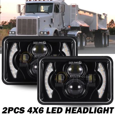 2PC Black 4x6 LED Headlights Hi Lo Beam for Chevy S10 Blazer 1994 1995 1996 1997 - Image 1 of 4