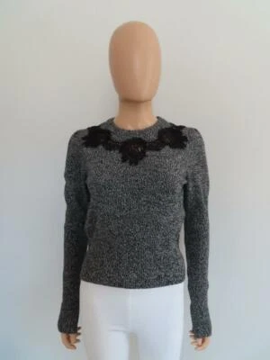 Suéter Dolce & Gabbana Negro/Blanco Mezcla Cachemira Manga Larga Encaje 40/US 4 Foto 1 de 4