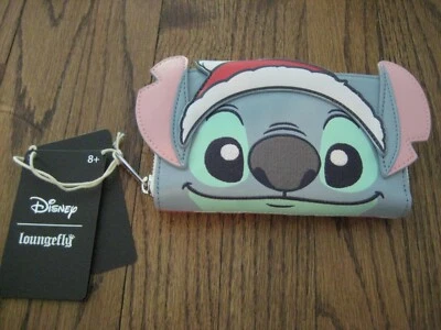 Cartera plegable Loungefly Disney Lilo and Stitch Holiday Santa!  Navidad nueva Foto 1 de 3