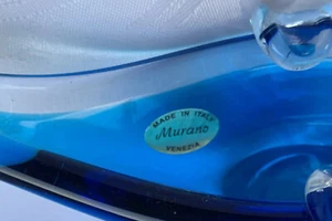 Vintage MCM Murano Kobaltblau Kunst Glas Aschenbecher Bonboniere Schüssel 8 "lang 4" hoch - Bild 1 von 12