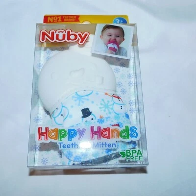 New Baby First Christmas Nuby Teething Mitten Snowman Winter Teether - Image 1 of 2