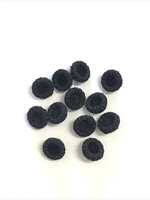 Lot 24 Black Cord Rim Velvet Shank Plastic Buttons Sewing 16 mm #BK4 - Image 1 of 4