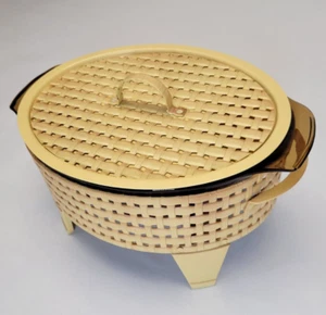 Vtg Anchor Hocking Fire King 1 1/2 qt Casserole with Metal Basket Candle Warmer - Picture 1 of 18