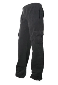 Mens Fleece Lined Cargo Sweat Track Pants With bottom Drawstring Dark Gray XL - Picture 1 of 1