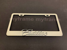 1pc 3D "CadillacLetters"Emblem Stainless Steel Chrome License Plate Frame Holder