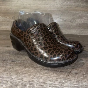 BOC Born Peggy Leopard Patent Vegan Clogs Shoes Womens Sz 7.5 - Picture 1 of 12