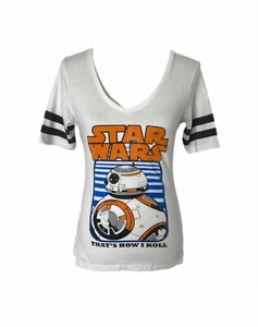 Women’s Medium Star Wars Shirt Fifth Sun White Lightweight Short Sleeve - Picture 1 of 6
