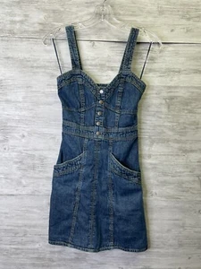 Japna Dress XS Womens Blue Denim Sleeveless Short Mini Pullover Smocked - Picture 1 of 7