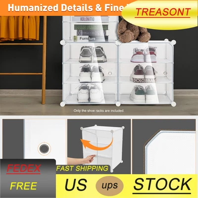 12-Tier Shoe Rack Organizer Stackable Closet Shoe Box Storage Cabinet 96 Pairs - Image 1 of 4