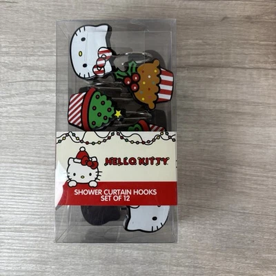 NEW 12pc Sanrio Hello Kitty Christmas Treats Shower Curtain Hooks Cupcake - Image 1 of 4