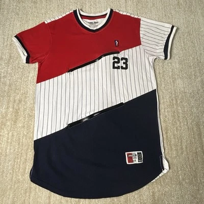 Camisa para hombre Bleecker & Mercer roja blanca azul con cremalleras decorativas Foto 1 de 4