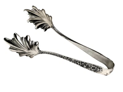 S. Kirk & Son Repousse Sterling Silver Ice Tongs Mono 6 3/8" - Image 1 of 4