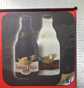 DRAGON GULDEN DRAAK 3.5 INCH SQUARE BEER COASTER VINTAGE RARE 9000 - Picture 1 of 2